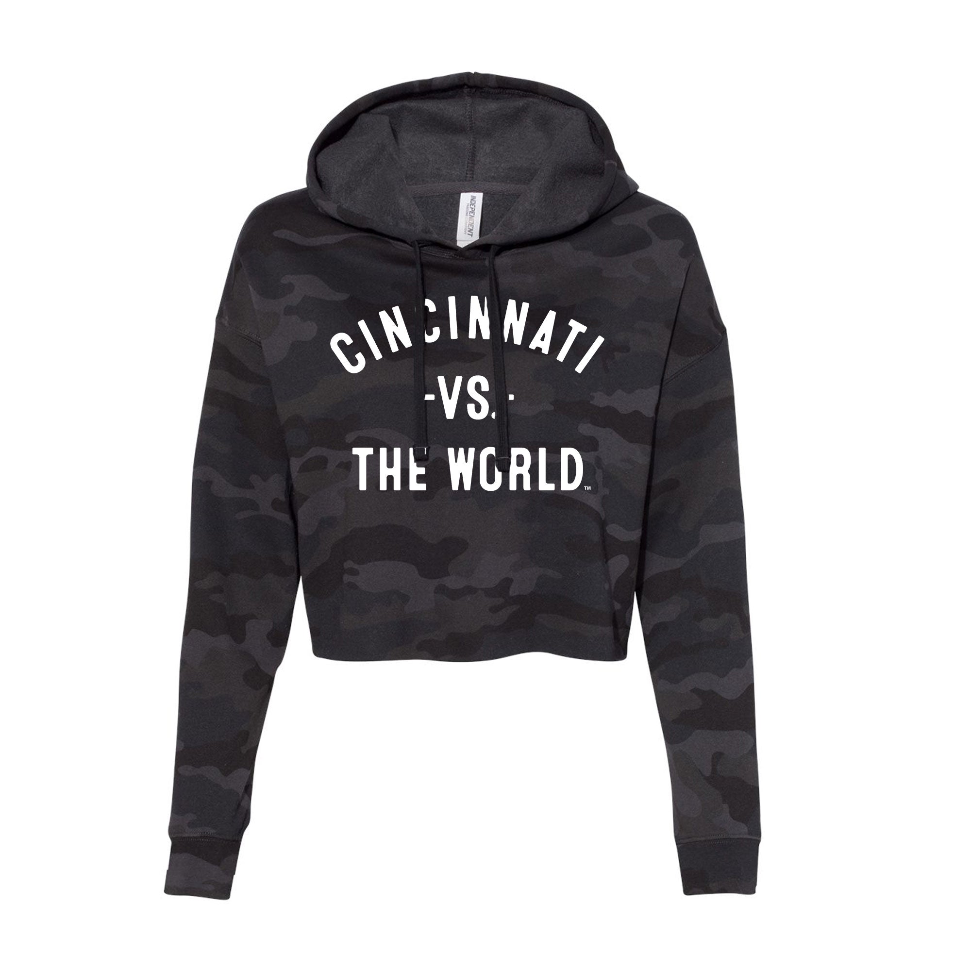 CINCINNATI Vs The World Women's Cropped Camo Hoodie