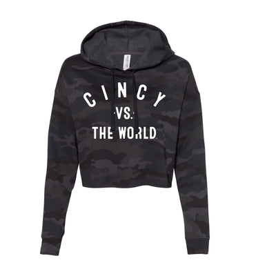 CINCY Vs The World Women's Cropped Camo Hoodie