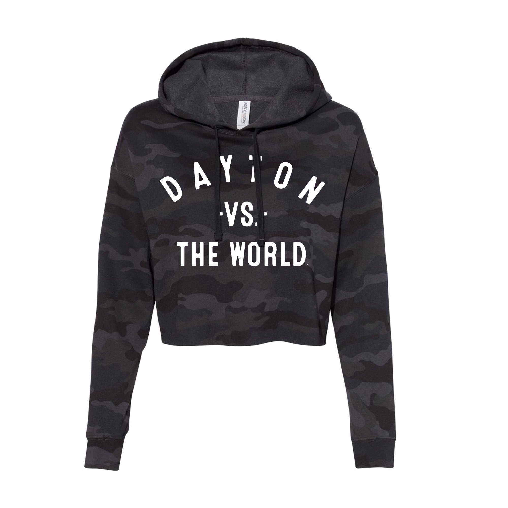 DAYTON Vs The World Women's Cropped Camo Hoodie