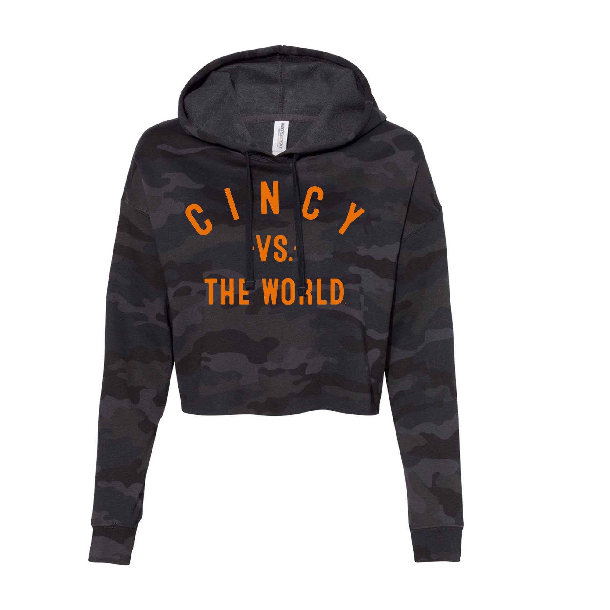 CINCY Vs The World Women's Crop Camo Hoodie