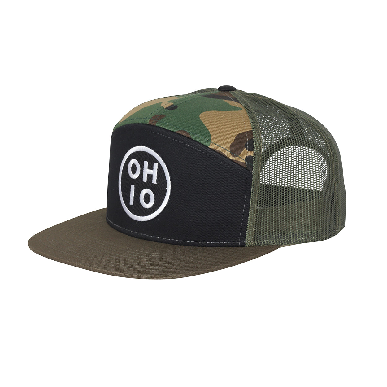 Circle Ohio Camo Hi-Pro Snap Trucker Hat - Clothe Ohio - Soft Ohio Shirts